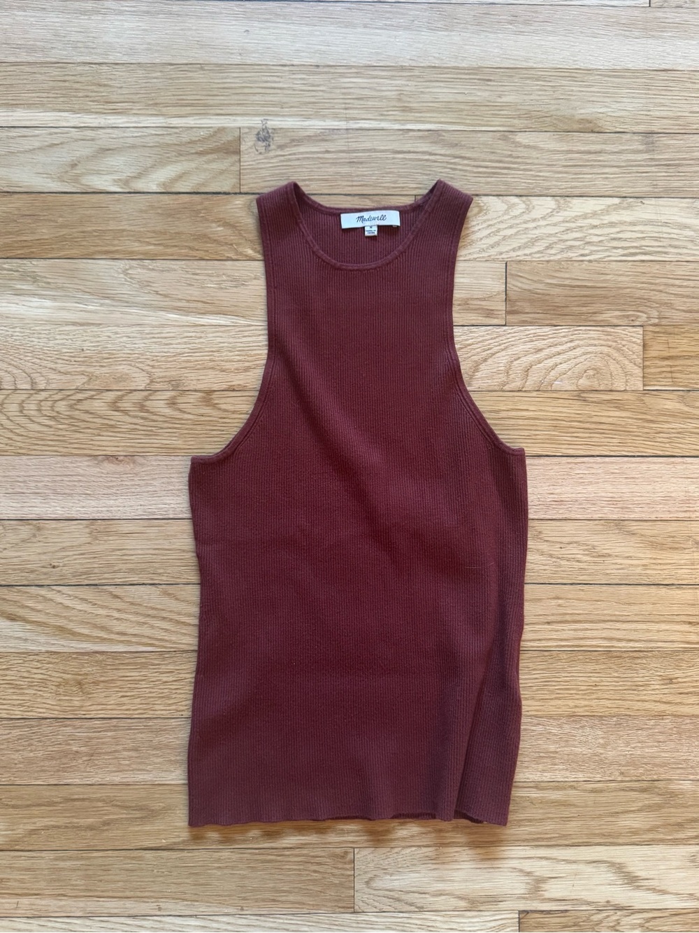 Madewell Ribbed Sleeveless Tank in Deep Maroon Size Medium